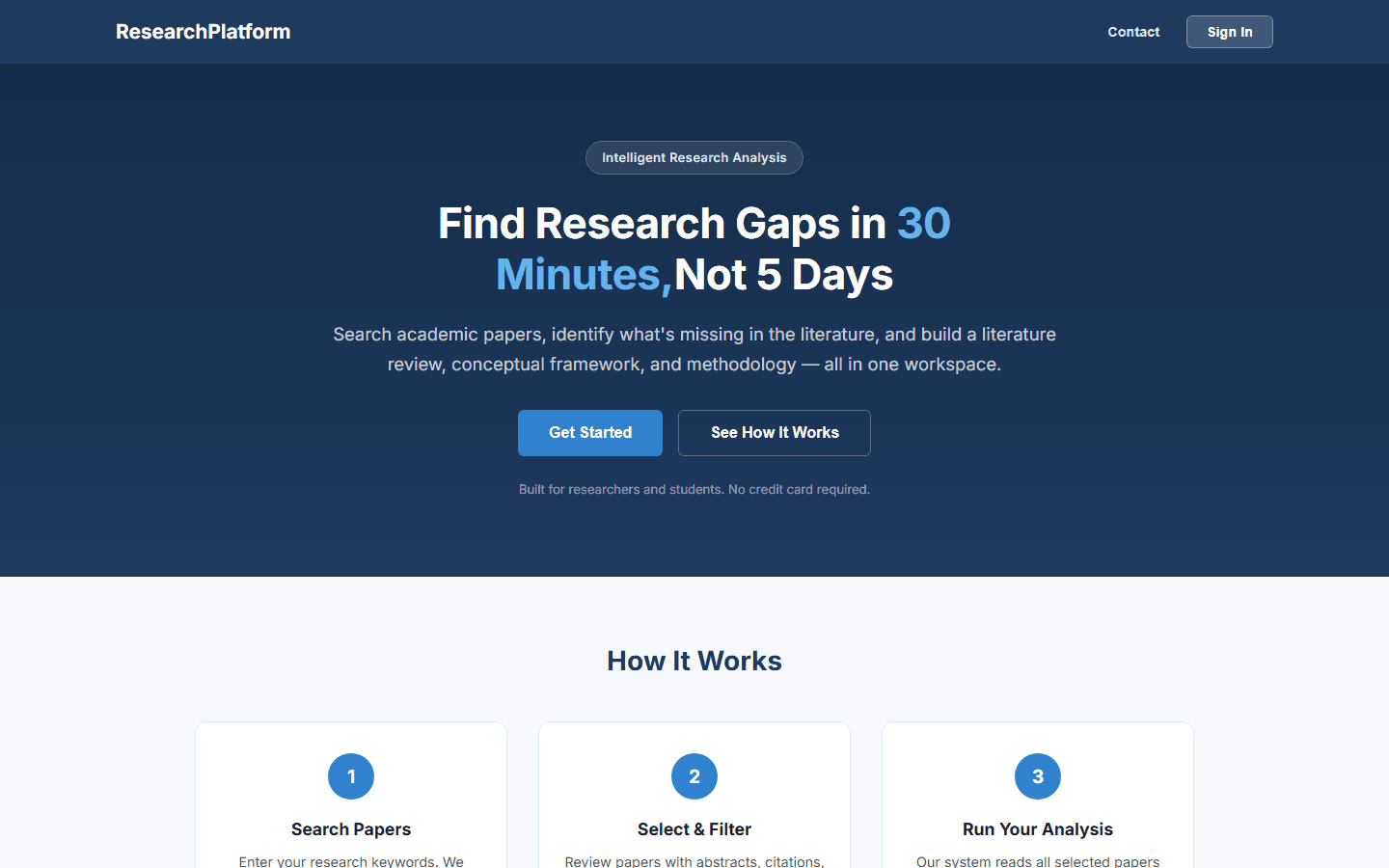 ResearchPlatform screenshot